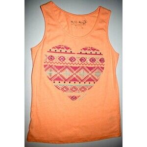 EUC MISS ME GIRLS ORANGE HEART AZTEC PRINT TANK TOP SIZE XL
